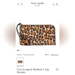 NWT KATE SPADE LUCY LEOPARD L ZIP WRISTLET